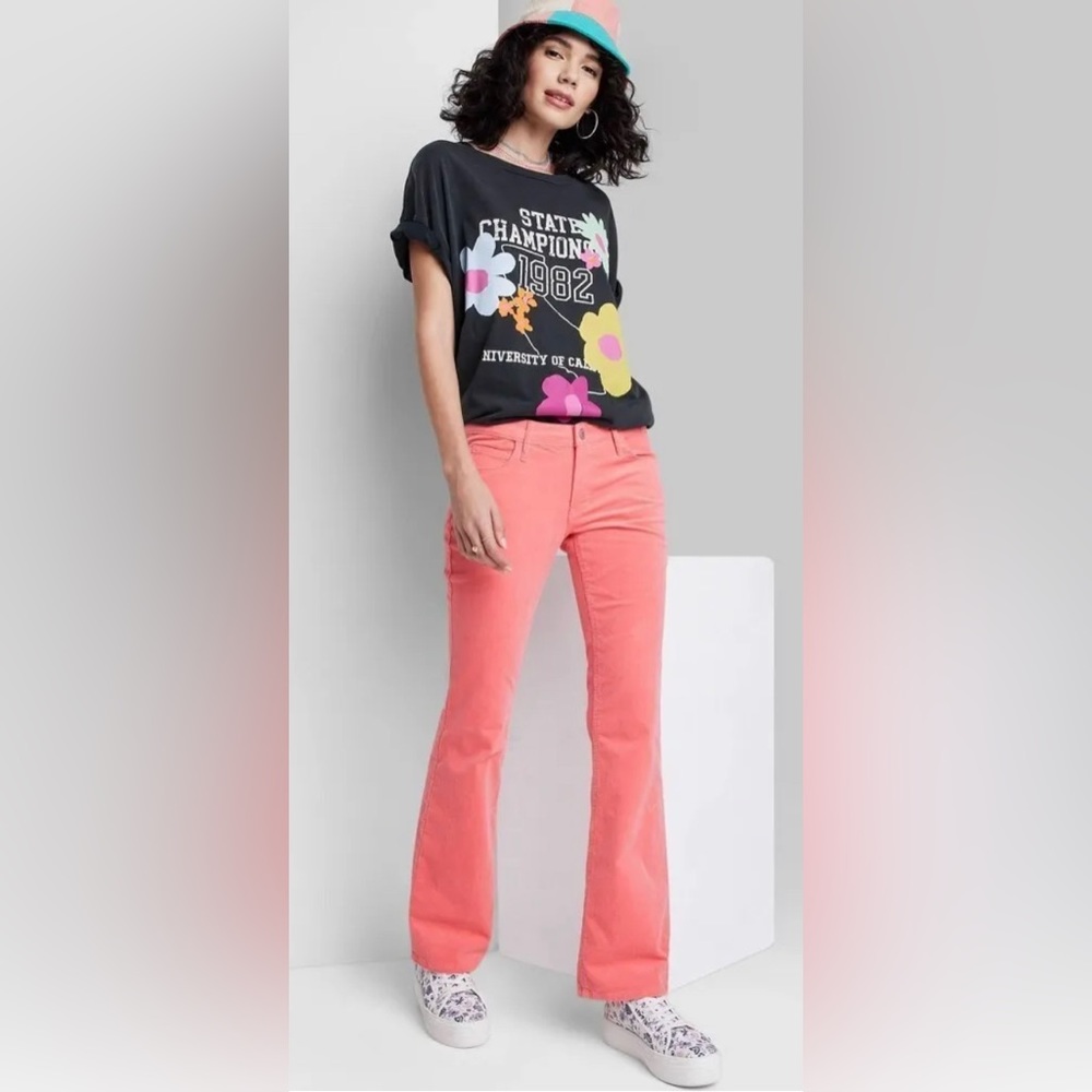 Low Rise Bright Pink Wild Fable Corduroy Bell Bottom Pants
